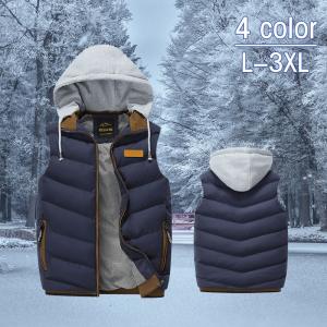 ダウンベスト 中綿ベスト メンズ  フード付き  ベスト ダウンベスト アウター 　立ち襟 大きいサイズ 秋冬　防風　防寒 2018年新作