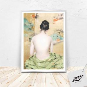 バックオブヌード、アメリカ印象派画家による日本人女性の裸画｜preseart