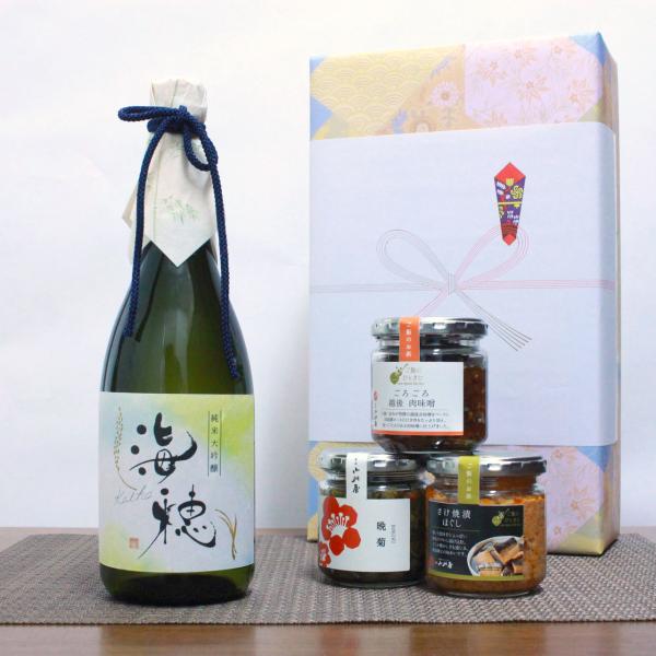 お歳暮 ご飯のお供 瓶詰め (越後肉味噌・さけ焼漬ほぐし・晩菊) 新潟 日本酒・惣菜セット 純米大吟...