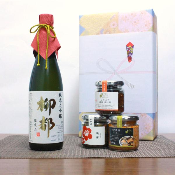 お歳暮 ご飯のお供 瓶詰め (越後肉味噌・さけ焼漬ほぐし・晩菊) 新潟 日本酒・惣菜セット 純米大吟...