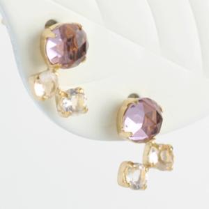 ローズクォーツ　ムーンストーン　アメジストピアス　K18　ゴールド　アメジスト　ピアス