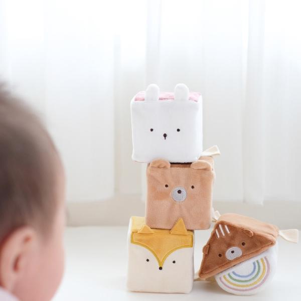 【ラッピング無料受付中】出産祝いに　出産祝いに もちふわブロック 森のおともだち 布 つみき ベビー...