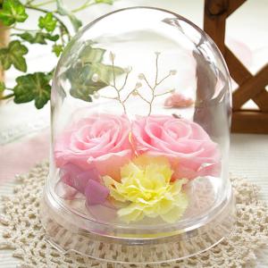 【メッセージ彫刻対応】プリザーブドフラワー 誕生日プレゼントスワロフスキードーム(ピンク) 結婚記念日 誕生日 推し活 お祝い 記念品