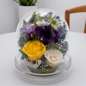 仏花 お供え花 お悔やみの花 プリザーブドフラワー ドーム型ケース 小さい仏壇用 Offering Dome(イエロー) 枯れない仏壇花