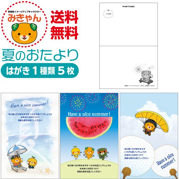 夏のおたより みきゃん版 私製葉書 1種類5枚セット