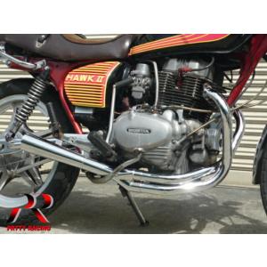 プリティー HONDA CB250TCB400T ホーク2 【極】 サイドクロスメガホン管 マフラー メッキ｜pretty-racing