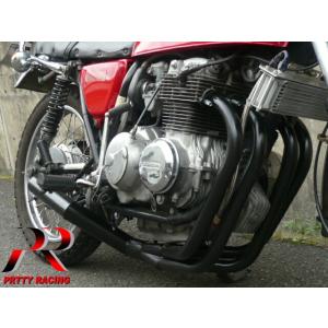 プリティー HONDA 旧CB400F ショート管 70π マフラー 黒 398/408｜pretty-racing