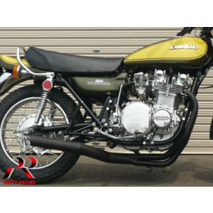 PRETTYRACING SPIDER KAWASAKI Z1/Z2 ショート管 70π 黒 マフラー 750/900　｜pretty-racing