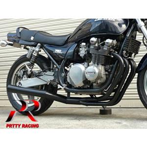 PRETTYRACING SPIDER KAWASAKI ゼファー750 Z2バズーカ ショート管 マフラー 黒 フランジ付 大型車｜pretty-racing