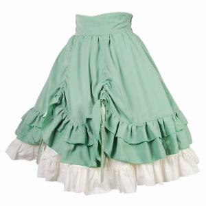 在庫限り　8mm バッスル スカート グリーン アンティーク調 膝丈 ゴスロリ ロリィタ クラシカル