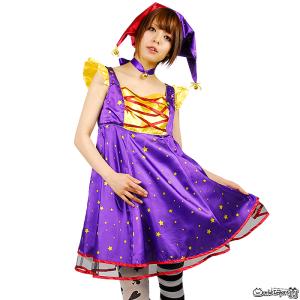 animania レディース ピエロ コスチューム 星空サーカス ピエロ風 衣装 コスプレ ハロウィン 可愛い｜prettygirl