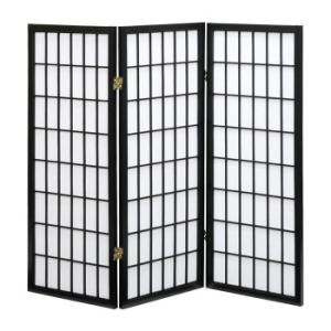障子3連スクリーン ブラック
