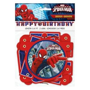 スパイダーマン バースデーバナー   パーティー 子供会 景品 バナー 垂れ幕 誕生日バナー 12791｜pretzel