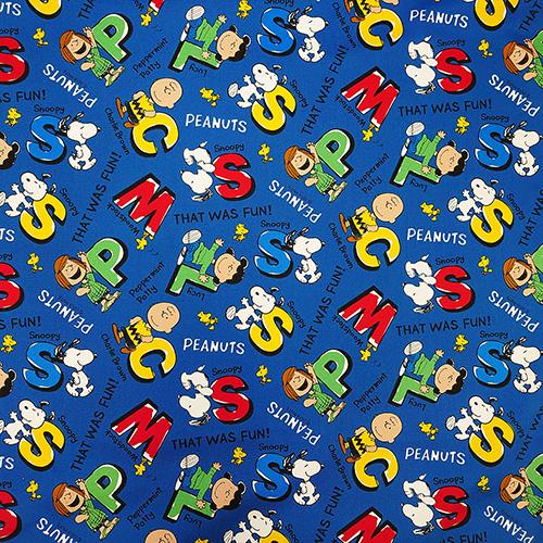スヌーピー 生地 オックス生地 アルファベット ブルー キャラクタープリント生地 【50cm以上10...