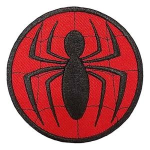 ワッペン ( スパイダーマン 蜘蛛 ) 15481 キャラクター グッズ アップリケ パッチ 丸 大きめ クモ くも 刺繍 アイロン 手芸 手作り｜pretzel