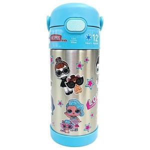 サーモス ストローボトル F410 ( L.O.L ) 15646 THERMOS 水筒 保冷 355ml ステンレス ストロー ワンタッチ 水色 LOL エルオーエル グッズ｜pretzel