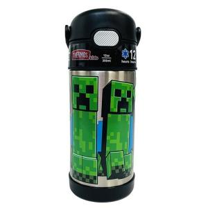 サーモス ストローボトル F410 ( マインクラフト ) 15650 THERMOS 水筒 保冷 355ml ステンレス ストロー ワンタッチ マイクラ Minecraft｜pretzel