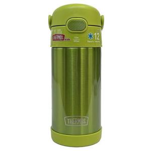 サーモス ストローボトル 無地 12oz. F410 ( グロッシーライム ) 15657 THERMOS 水筒 保冷 355ml ステンレス ストロー ワンタッチ ランチグッズ｜pretzel