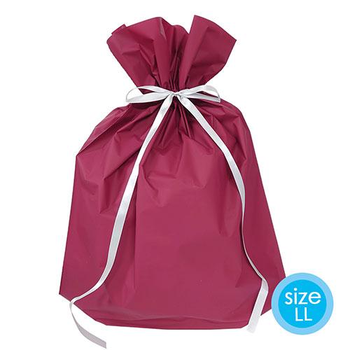 ラッピング 袋 大 ギフトバッグ 梨地 リボン付巾着袋 ( ワインレッド LL ) 15814 底 ...