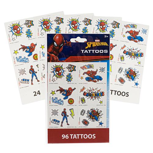 スパイダーマン タトゥー シール 4シート 96個入り 18379 TATTOO ボディーシール 水...