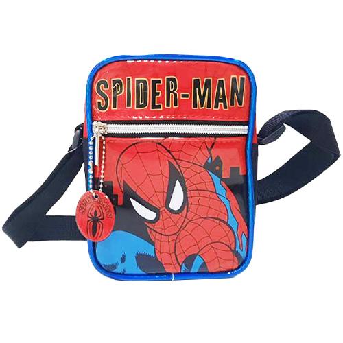 スパイダーマン 縦型 ショルダーバッグ ( 横向き ) 19954 ポシェット 斜め掛け バッグ 黒...