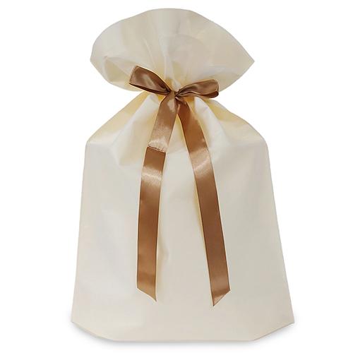 ラッピング 袋 大 ギフトバッグ 不織布 リボン付き ギフトバッグ ( ニュアンスカラー アイボリー...