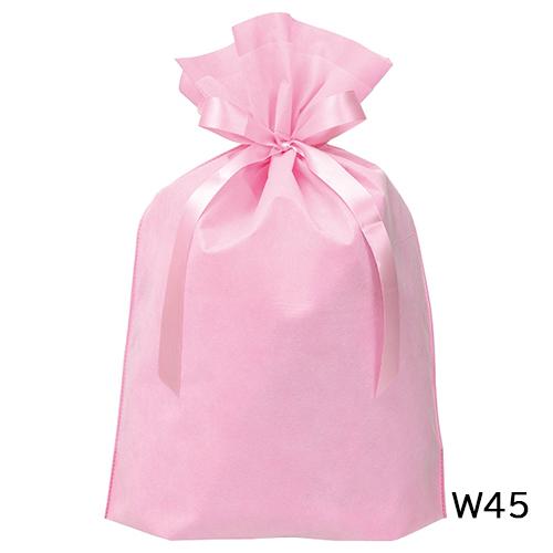 ラッピング 袋 大 ギフトバッグ 不織布 リボン付き ( ニュアンスカラー ピンク W45 ) et...