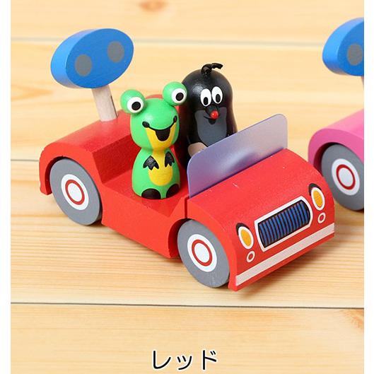 クルテク フィギュア付き木製ミニカー (レッド) pud140 カエル かえる もぐらのクルテク 置...