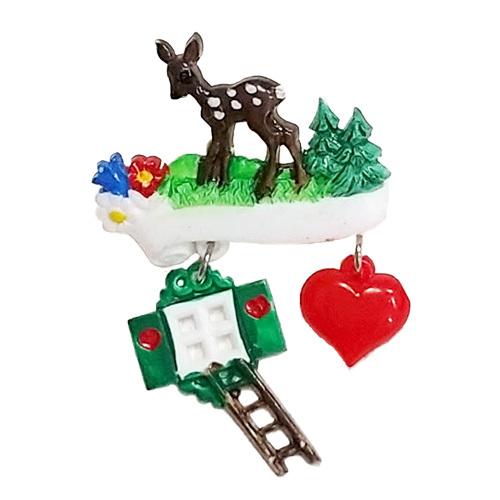 ドイツ製 ブローチ ( 仔鹿/ 窓 ハート スウィング ) pud704g WALTER&amp;PREDI...