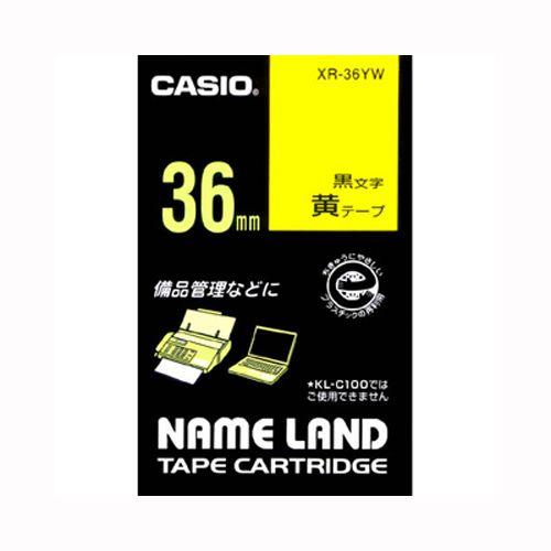 カシオ　ネームランドテープ　３６mm幅　黄テープ　黒文字　XR-36YW