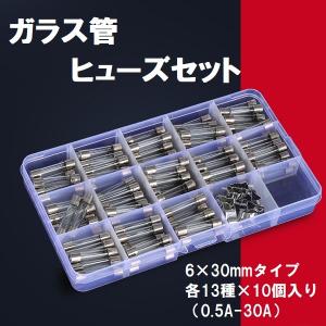 ガラス管 ヒューズ セット 120pc 電装 5A 10A 15A 20A 25A 30A ケース 大型ライト 撮影ライト