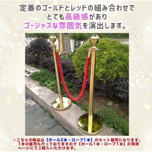 ポールパーテーション ロープ 赤 2本 セット...の詳細画像1