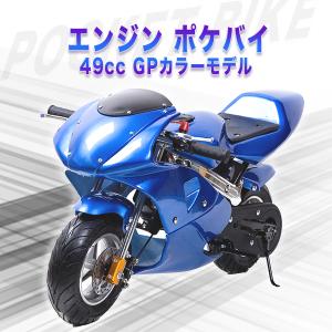 ポケバイ 49cc GP エンジン ポケットバイク 本体 ２ストエンジン ブレーキ ミニ バイク 原付 車体 乗用 乗れる 乗用玩具 コンパクト 青 ブルーの商品画像