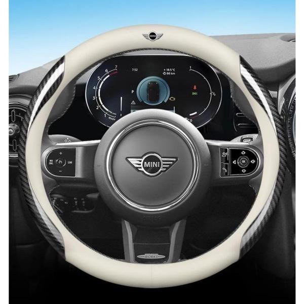 ミニ BMW MINI ホワイト ハンドルカバー コンパス 38CM 高品質 専車ロゴ ハンドル保護...