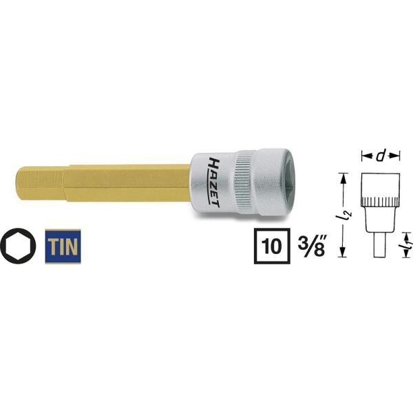 HAZET ハゼット 六角ビットソケット3/8"差込 8801-4 対辺4.0mmx3/8"SQ（四...