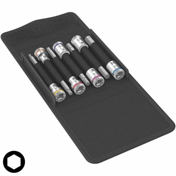 WERA ヴェラ 3/8" ホールディング六角ビットソケットセットロング 8740 B HF 1 (...