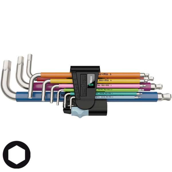 WERA ヴェラ ステンレス 六角レンチセット マルチカラー レインボー 3950 SPKL/9 S...