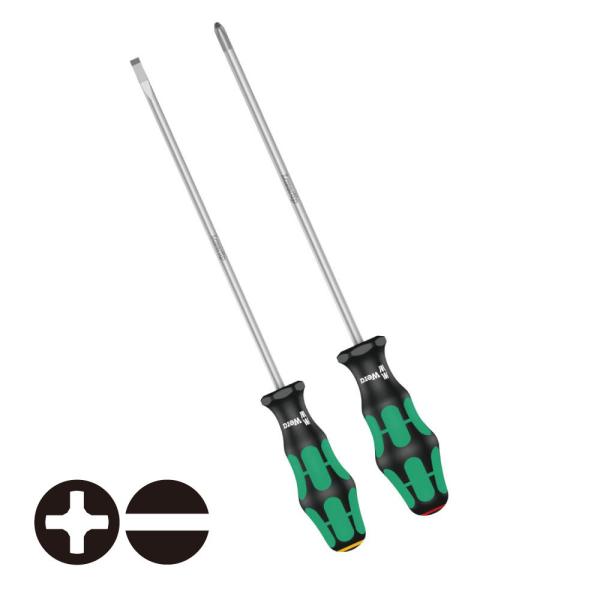 WERA ヴェラ レーザーチップドライバープラス&amp;マイナス 200mm 2本組 350-335/2S...