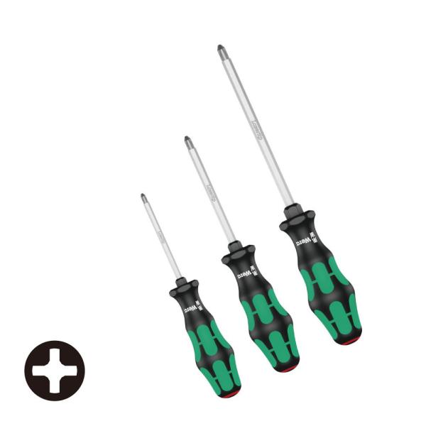 WERA ヴェラ レーザーチッププラスドライバー 六角軸 3本組 350SK/3S (型番:5000...