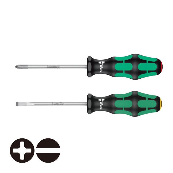 WERA ヴェラ レーザーチッププラス&amp;マイナスドライバー 2本組 350PH&amp;335/2S (型番...