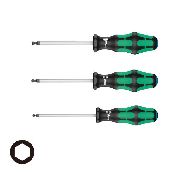 WERA ヴェラ 352 ボールポイント六角ドライバー 3本組 352 3,4,5/S3  (型番:...