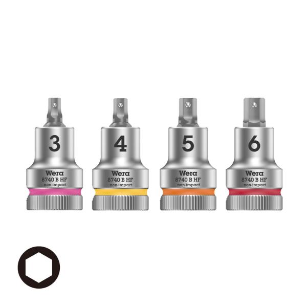 WERA ヴェラ 3/8dr 六角ホールディングファンクションソケット 4本組 8740 B HF ...