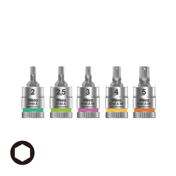 WERA ヴェラ 1/4dr 六角ホールディングファンクションソケット 5本組 8740 A HF ...