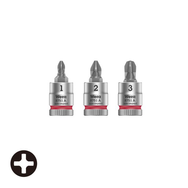 WERA ヴェラ 8751 A 1/4dr プラスソケット 3本組 8751 A PH1,2,3/S...