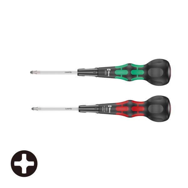 WERA ヴェラ 1850 ボールグリッププラスドライバー グリーン&amp;レッド 100mm 2本組  ...