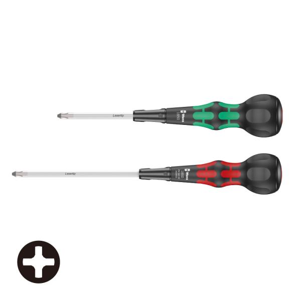 WERA ヴェラ 1850 ボールグリッププラスドライバー グリーン 100mm&amp;レッド 150mm...