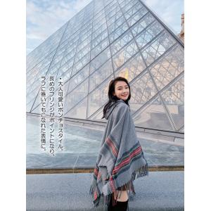 ポンチョ フード付 ストール 大判 ケープ フ...の詳細画像3