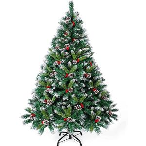 クリスマスツリー 松ぼっくり付き 雪化粧 150cm/180cm 高濃密度 赤い実付き 組立簡単 おしゃれ 北欧 クリスマス飾り/プレゼント ク