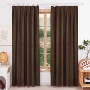 Deconovo 1級遮光カーテン 幅100cm丈80cm ブラウン 2枚組 間仕切り カフェカーテン 形態記憶加工済み 保温 おしゃれ UVカ