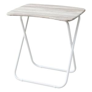 折りたたみ デスク 幅70×奥行50×高さ70.5cm コンパクト 角が丸い 滑り止め付き 完成品 アンテイークアイボリー/ホワイト